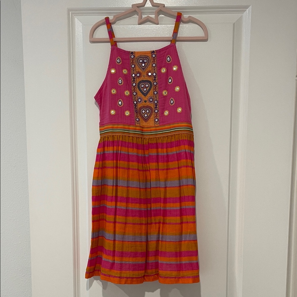 Peek Pink and Orange Striped Kids Dress